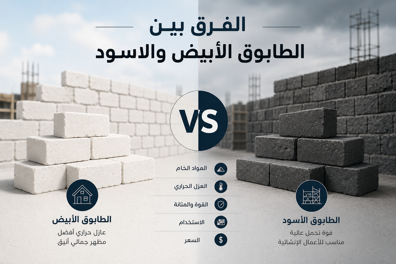 الفرق بين الطابوق الأبيض والطابوق الأسود في الكويت